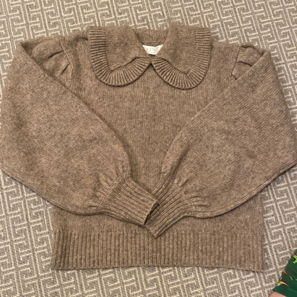 ASTR Dashwood Collar Sweater In Taupe Wool Blend Size Small